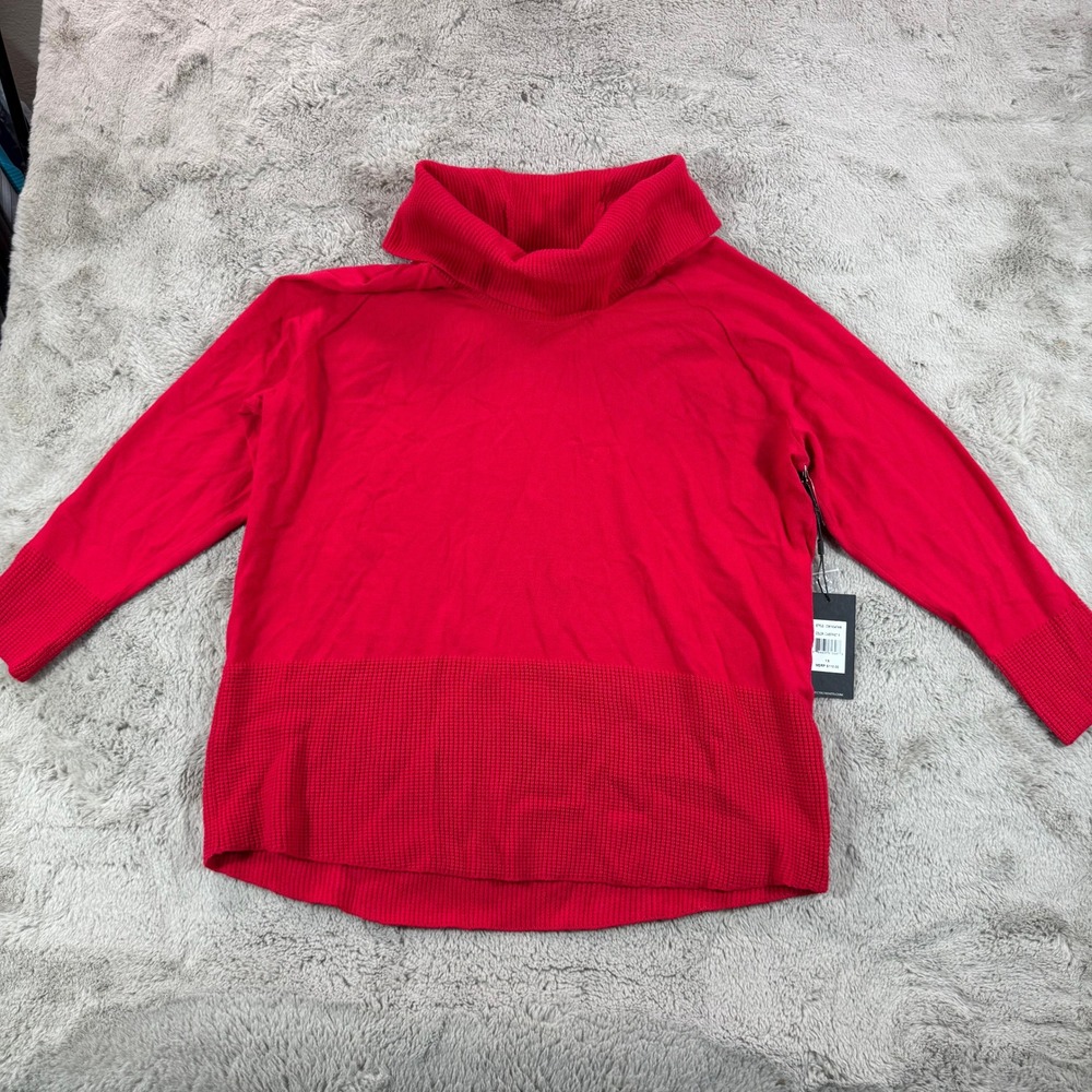 NWT Cyrus Women's 1X Red Cabernet Knit Funnel Cowl Neck Long Sleeve Pullover Top